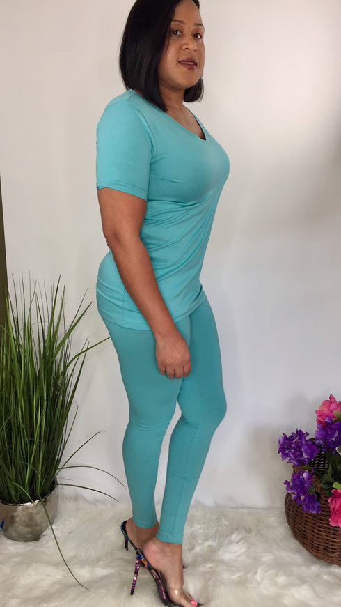 Sweet and Simple | two piece legging set (ash mint)